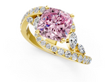 Yellow gold Fancy Pink Cushion  Solitaire with Pavé Twist Band and Four-Prong Setting_60