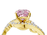 Yellow gold Fancy Pink Cushion  Solitaire with Pavé Twist Band and Four-Prong Setting_63