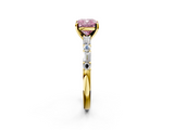 Yellow gold Fancy Pink Cushion  Solitaire with Side Baguettes and Channel Set Band_65