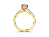 Yellow gold Fancy Pink Cushion  Solitaire with Side Baguettes and Channel Set Band_66