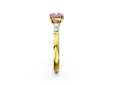Yellow gold Fancy Pink Cushion  Solitaire with Tapered Baguette Side Stones on a Classic Band with Four-Prong Setting_75