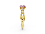 Yellow gold Fancy Pink Cushion  Three-Stone Diamond Ring with Pavé Split Shank and Four-Prong Setting_59