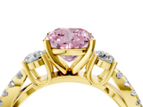 Yellow gold Fancy Pink Cushion  Three-Stone Diamond Ring with Pavé Split Shank and Four-Prong Setting_61