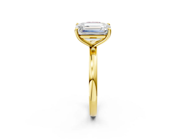 Yellow gold Fancy Pink Cushion  and Emerald Cut Toi Moi Ring with Prong Setting
