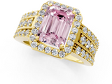 Yellow gold Fancy Pink Emerald -Cut Halo Diamond Ring with Split Shank and Four-Prong Setting_72