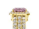 Yellow gold Fancy Pink Emerald -Cut Halo Diamond Ring with Split Shank and Four-Prong Setting_76