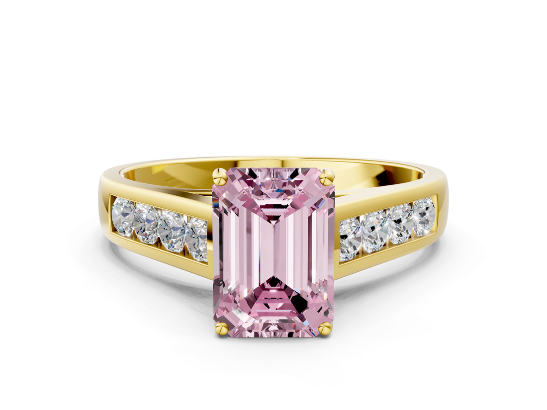 Yellow gold Fancy Pink Emerald  Brilliant Channel-Set Solitaire Ring with Four-Prong Setting_20