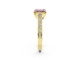 Yellow gold Fancy Pink Emerald  Brilliant Cut Diamond Engagement Ring with Pavé Band and Four-Prong Setting_52