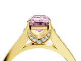 Yellow gold Fancy Pink Emerald  Brilliant Cut Diamond Engagement Ring with Pavé Band and Four-Prong Setting_54