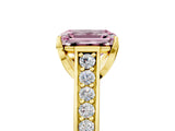Yellow gold Fancy Pink Emerald  Brilliant Cut Diamond Engagement Ring with Pavé Band and Four-Prong Setting_55