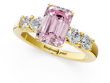 Yellow gold Fancy Pink Emerald  Brilliant Cut Diamond Five-Stone Prong Set Engagement Ring with Channel Band_4
