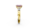 Yellow gold Fancy Pink Emerald  Brilliant Cut Diamond Five-Stone Prong Set Engagement Ring with Channel Band_5