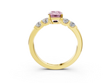 Yellow gold Fancy Pink Emerald  Brilliant Cut Diamond Five-Stone Prong Set Engagement Ring with Channel Band_6