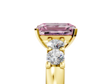 Yellow gold Fancy Pink Emerald  Brilliant Cut Diamond Five-Stone Prong Set Engagement Ring with Channel Band_8