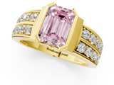Yellow gold Fancy Pink Emerald  Brilliant Diamond Channel Set Wide Band Ring with Bezel Setting_21