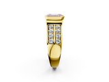 Yellow gold Fancy Pink Emerald  Brilliant Diamond Channel Set Wide Band Ring with Bezel Setting_22