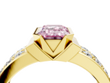 Yellow gold Fancy Pink Emerald  Brilliant Diamond Channel Set Wide Band Ring with Bezel Setting_24