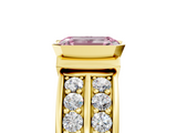 Yellow gold Fancy Pink Emerald  Brilliant Diamond Channel Set Wide Band Ring with Bezel Setting_25