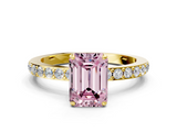 Yellow gold Fancy Pink Emerald  Brilliant Pavé Band Solitaire with Four-Prong Setting_41