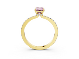 Yellow gold Fancy Pink Emerald  Brilliant Pavé Band Solitaire with Four-Prong Setting_44