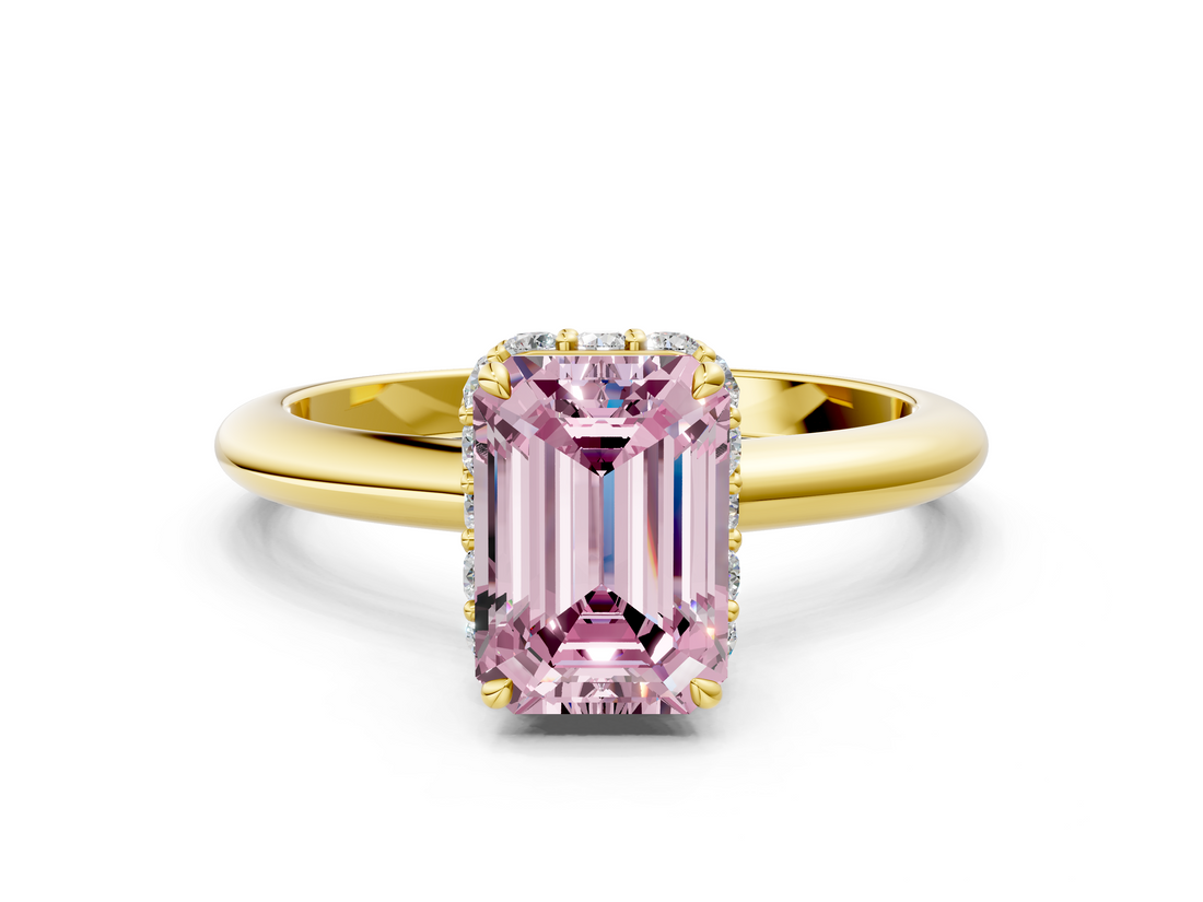 Yellow gold Fancy Pink Emerald  Brilliant Solitaire Engagement Ring with Six-Prong Setting and Classic Band_20