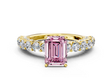 Yellow gold Fancy Pink Emerald  Brilliant Solitaire with Pavé Band and Four-Prong Setting_41