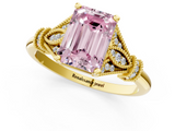 Yellow gold Fancy Pink Emerald  Brilliant Solitaire with Pave Band and Four-Prong Setting_21