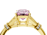 Yellow gold Fancy Pink Emerald  Brilliant Solitaire with Pave Band and Four-Prong Setting_24
