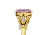 Yellow gold Fancy Pink Emerald  Brilliant Solitaire with Pave Band and Four-Prong Setting_25