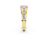 Yellow gold Fancy Pink Emerald  Brilliant Solitaire with Side Stones on a Pave Band and Four-Prong Setting_26