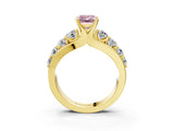Yellow gold Fancy Pink Emerald  Brilliant Solitaire with Side Stones on a Pave Band and Four-Prong Setting_27