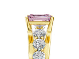 Yellow gold Fancy Pink Emerald  Brilliant Solitaire with Side Stones on a Pave Band and Four-Prong Setting_29
