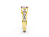 Yellow gold Fancy Pink Emerald  Brilliant Solitaire with Side Stones on a Pave Band and Four-Prong Setting_39
