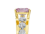 Yellow gold Fancy Pink Emerald  Brilliant Solitaire with Side Stones on a Pave Band and Four-Prong Setting_42
