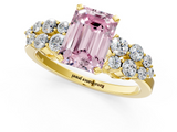 Yellow gold Fancy Pink Emerald  Cluster Diamond Engagement Ring with Pavé Band and Four-Prong Setting_51