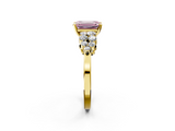 Yellow gold Fancy Pink Emerald  Cluster Diamond Engagement Ring with Pavé Band and Four-Prong Setting_52
