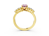 Yellow gold Fancy Pink Emerald  Cluster Diamond Engagement Ring with Pavé Band and Four-Prong Setting_53