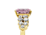 Yellow gold Fancy Pink Emerald  Cluster Diamond Engagement Ring with Pavé Band and Four-Prong Setting_55