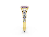 Yellow gold Fancy Pink Emerald Cut Brilliant Diamond Pavé Band with Six-Prong Setting_2