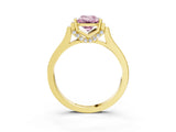 Yellow gold Fancy Pink Emerald Cut Brilliant Solitaire Diamond Ring with Channel Set Band and Bar Prong Setting_3