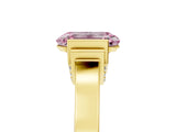 Yellow gold Fancy Pink Emerald Cut Brilliant Solitaire Diamond Ring with Channel Set Band and Bar Prong Setting_5