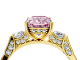 Yellow gold Fancy Pink Emerald Cut Brilliant Three-Stone Pave Band with Four-Prong Setting_4