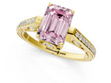 Yellow gold Fancy Pink Emerald  Cut Cathedral Pave Diamond Engagement Ring with Six-Prong Setting_33
