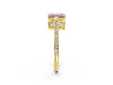 Yellow gold Fancy Pink Emerald  Cut Cathedral Pave Diamond Engagement Ring with Six-Prong Setting_34