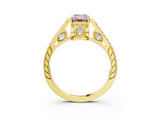 Yellow gold Fancy Pink Emerald  Cut Cathedral Pave Diamond Engagement Ring with Six-Prong Setting_35