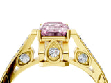 Yellow gold Fancy Pink Emerald  Cut Cathedral Pave Diamond Engagement Ring with Six-Prong Setting_36