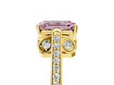 Yellow gold Fancy Pink Emerald  Cut Cathedral Pave Diamond Engagement Ring with Six-Prong Setting_37