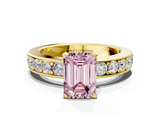 Yellow gold Fancy Pink Emerald  Cut Channel Set Diamond Engagement Ring with Four-Prong Setting_232