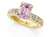 Yellow gold Fancy Pink Emerald  Cut Channel Set Diamond Engagement Ring with Four-Prong Setting_233