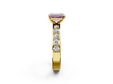 Yellow gold Fancy Pink Emerald  Cut Channel Set Diamond Engagement Ring with Four-Prong Setting_234